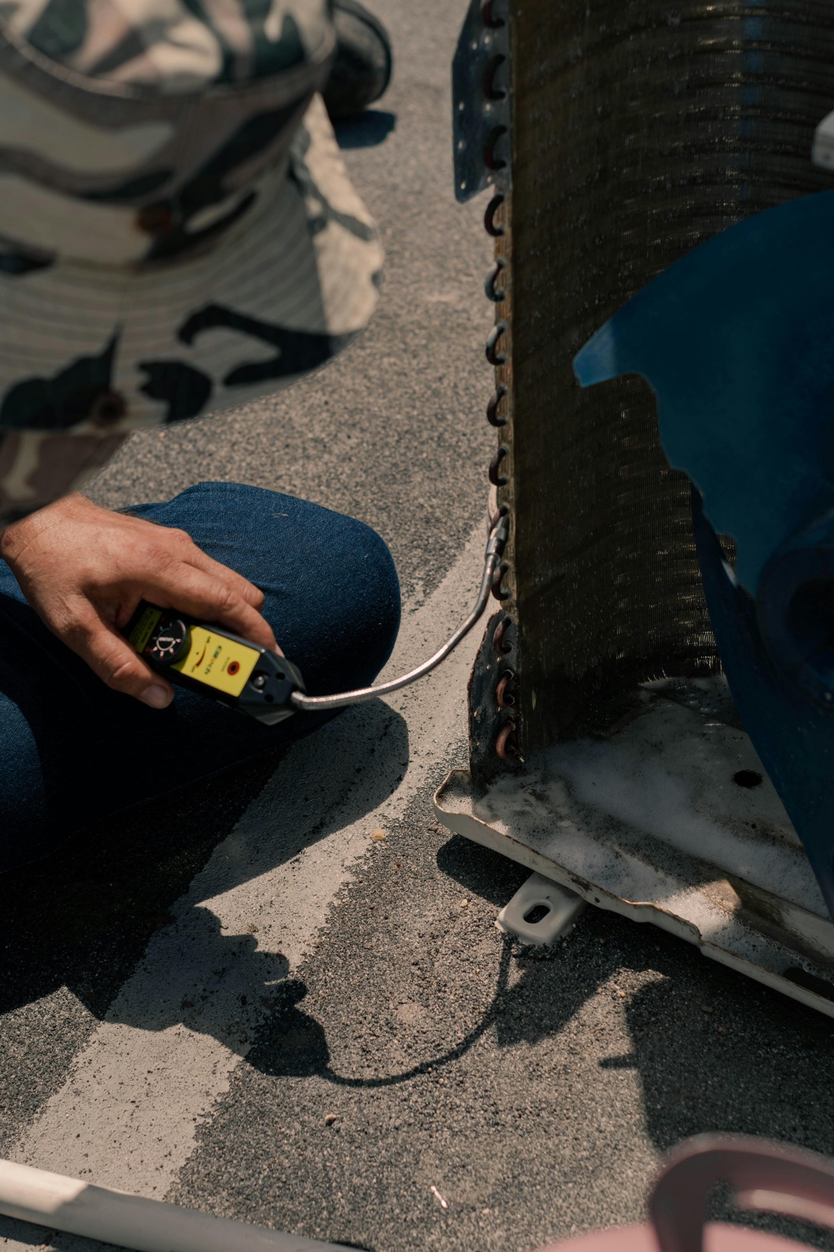 Air conditioning coil maintenance and leak testing